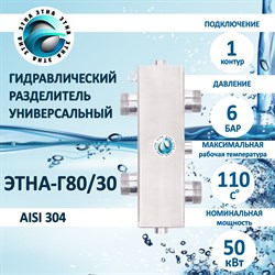 ЭТНА 80 Гидравлический разделитель универсальный НЕРЖАВЕЙКА  Aisi 304 80 - фото 4769