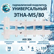 ЭТНА М5 Гидрострелка 80/80 Гидравлический разделитель с коллектором НЕРЖАВЕЙКА Aisi 304 М5/80